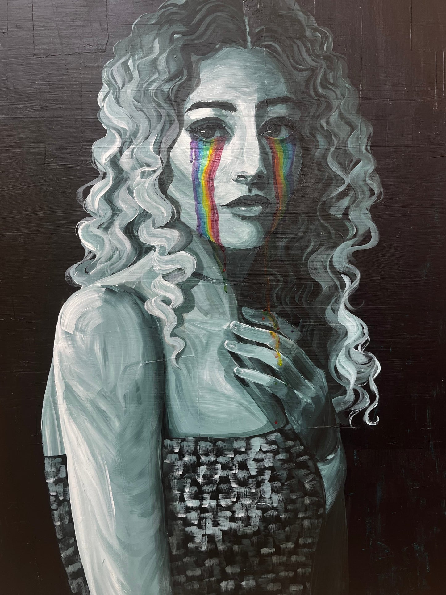 Rainbow Tears acrylic painting original