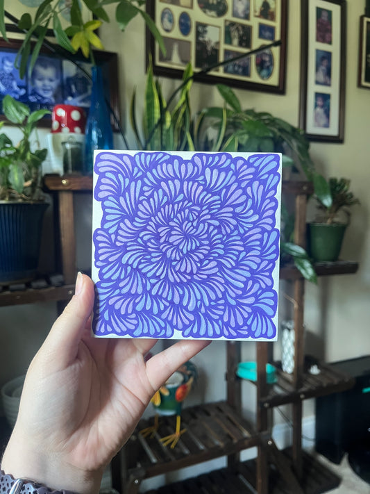 Purple groovy zentangle original acrylic painting