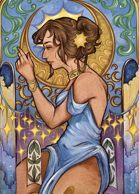 Art Nouveau Style Celestial Goddess Print