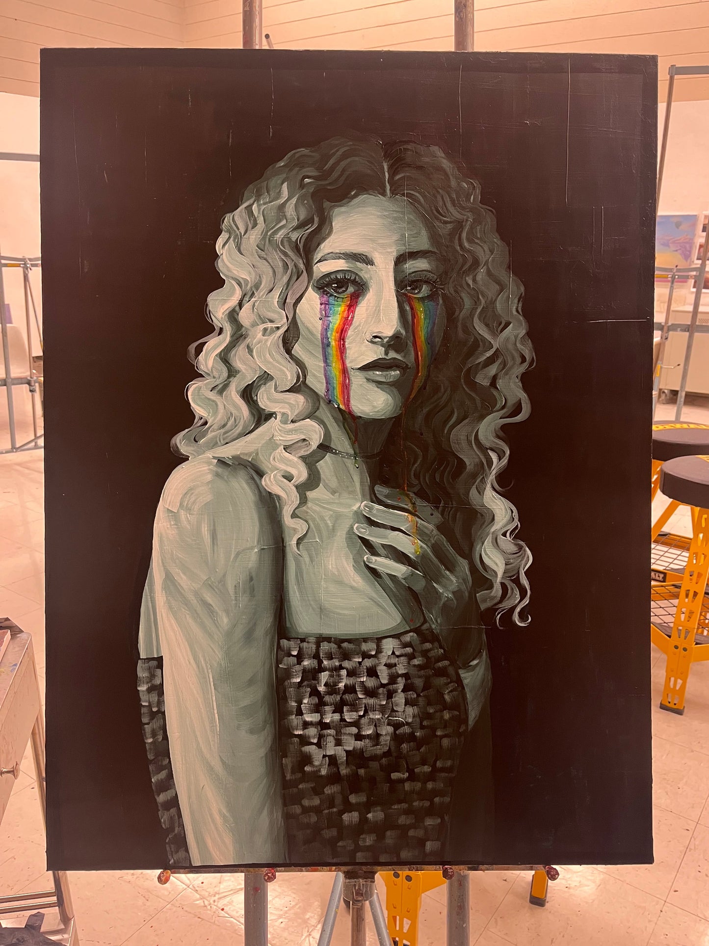 Rainbow Tears acrylic painting original
