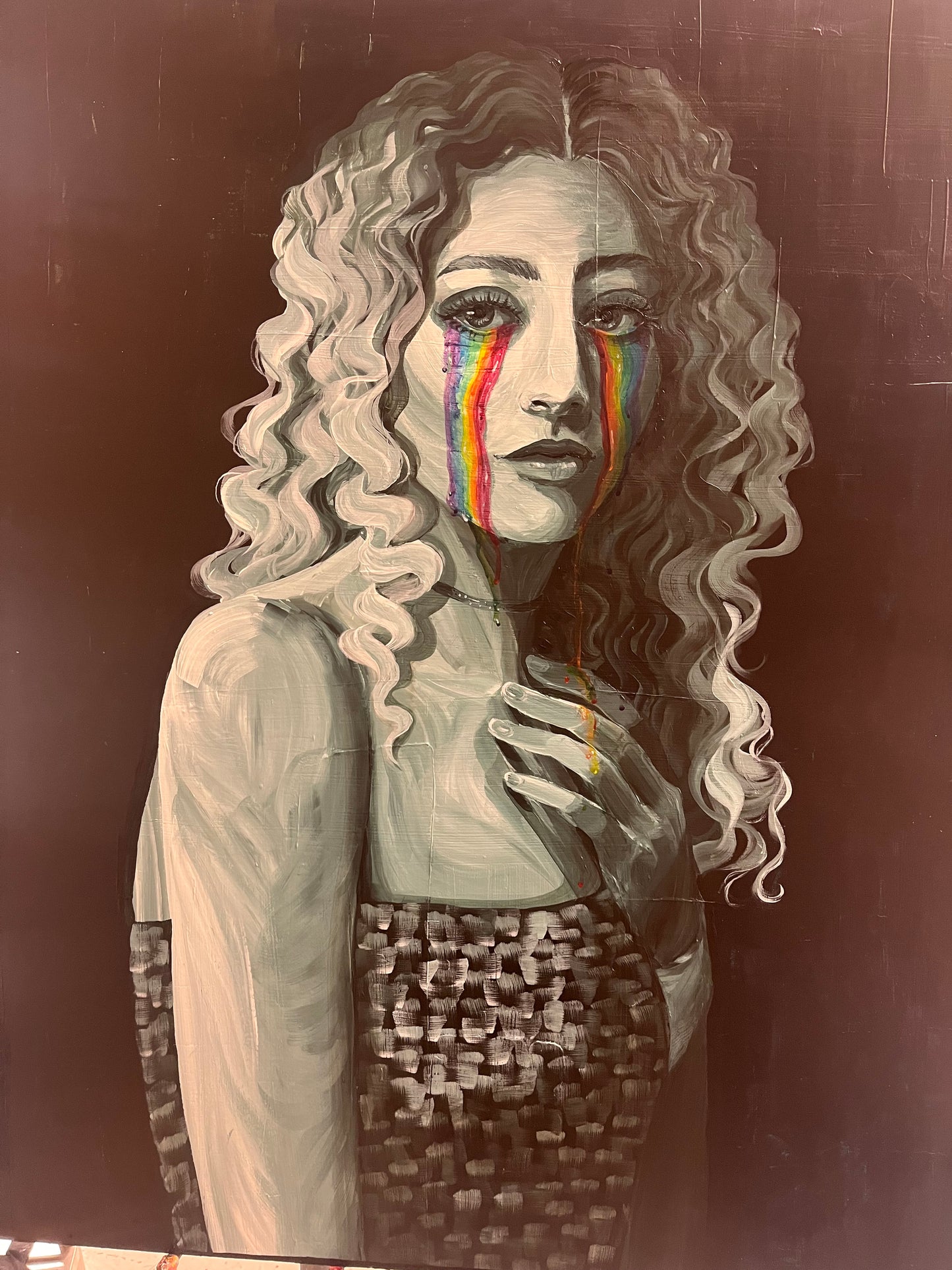 Rainbow Tears acrylic painting original