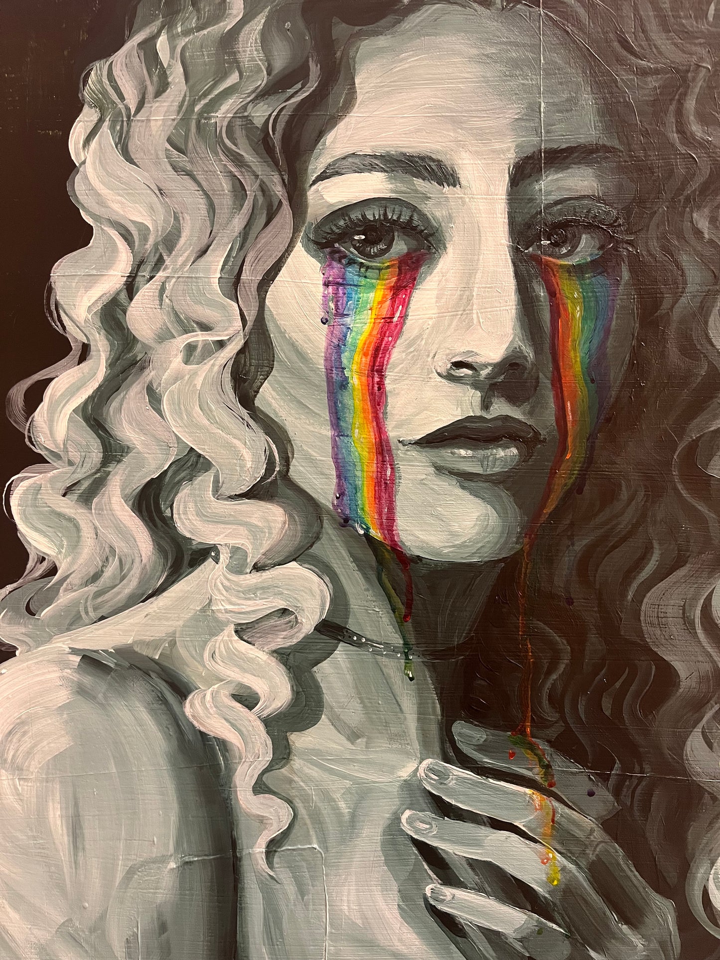 Rainbow Tears acrylic painting original