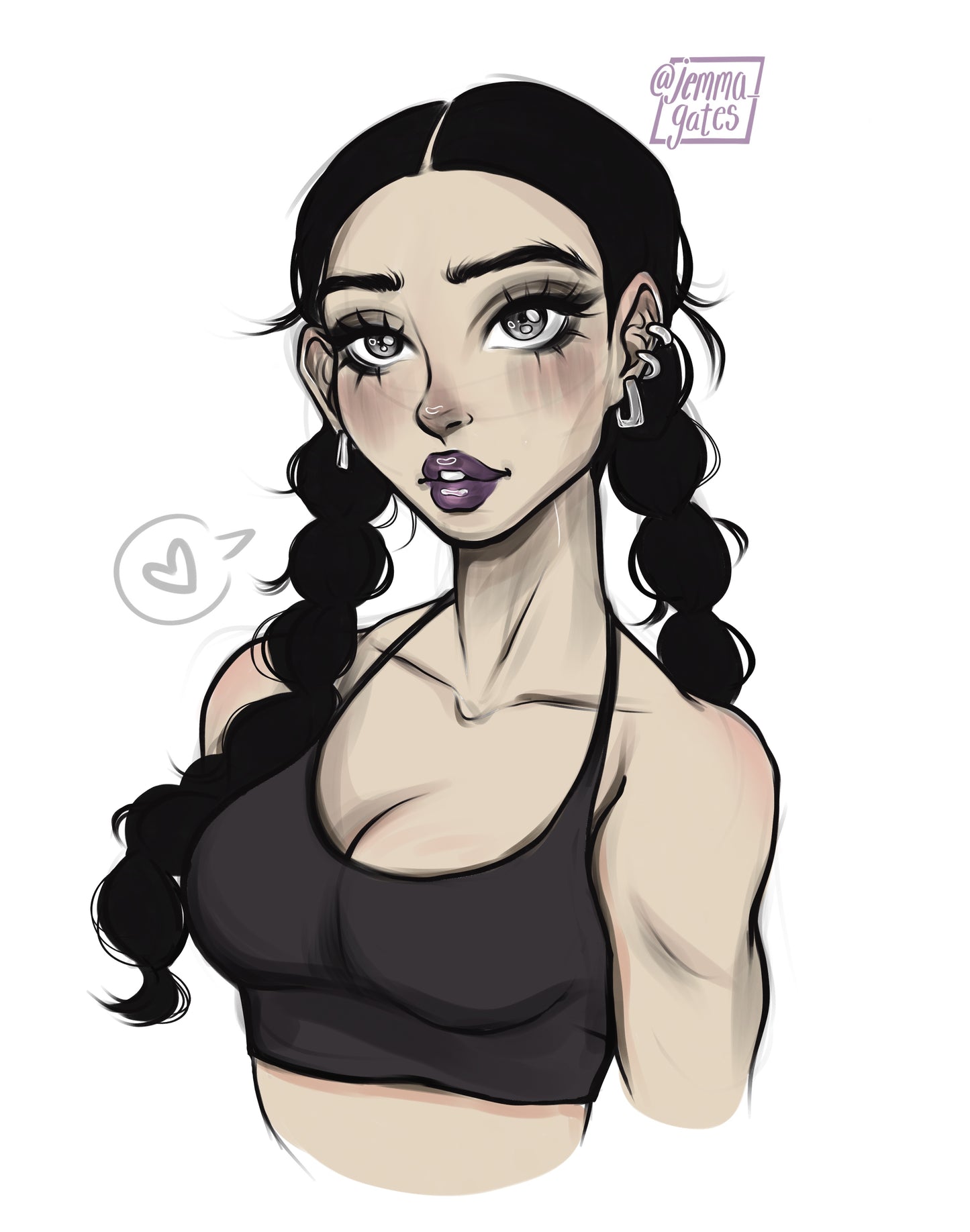 Gym Girl with Bubble Braids Print