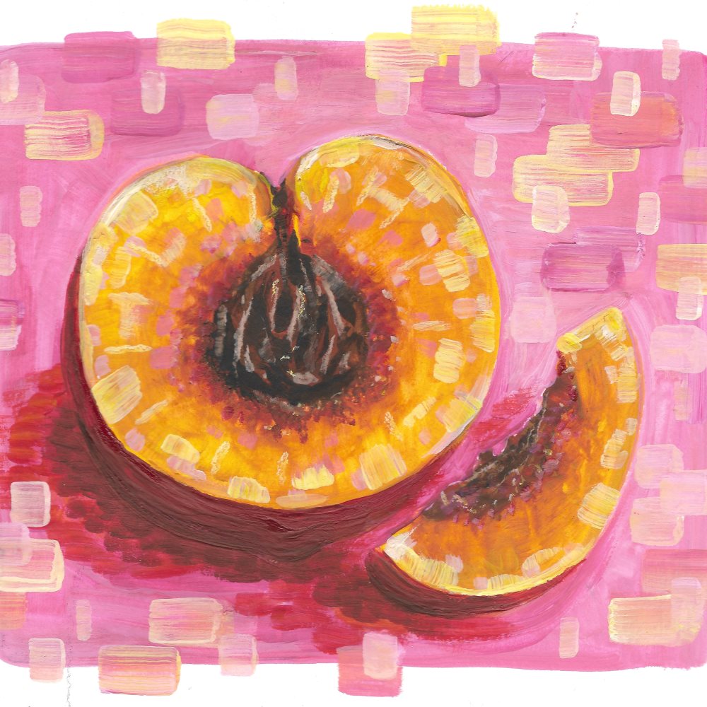 Art Deco Geometric Pastel Peach Painting Print